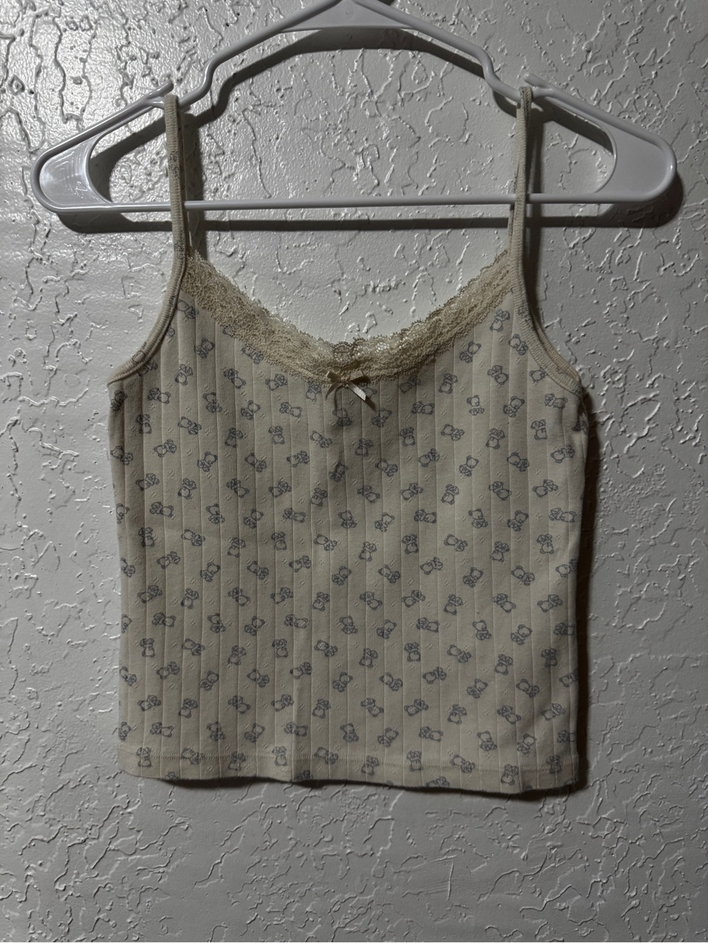 Brandy Melville Cream & Light Blue Teddy Bear Cami